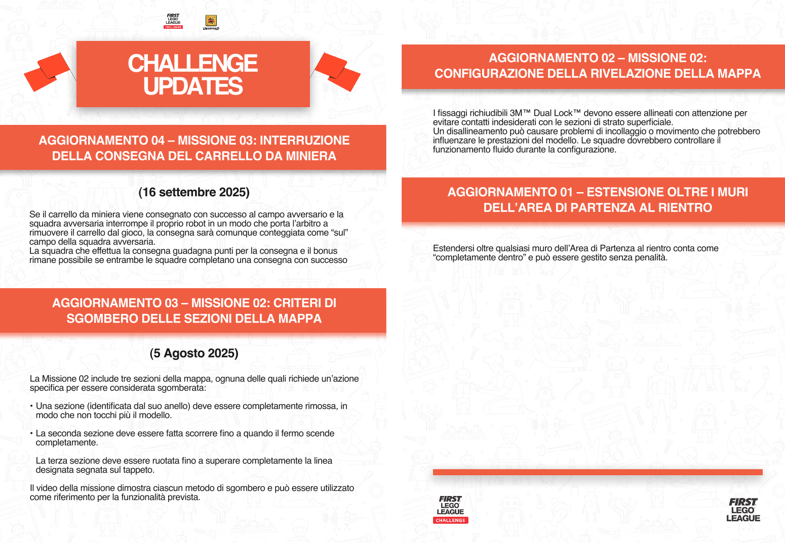 Aggiornamenti ufficiali di settembre al regolamento del Robot Game